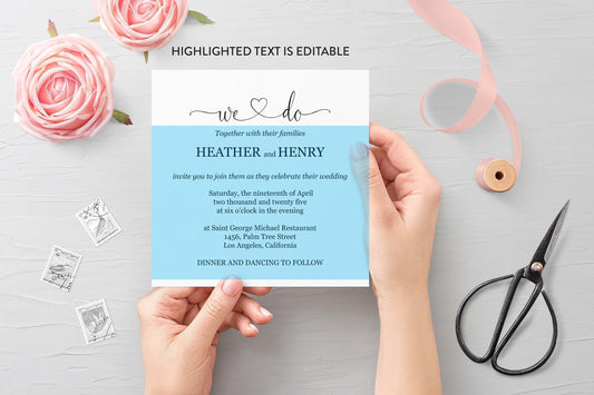 Printable We Do Rustic Wedding Invitation Editable Template DIY Instant Download Invites 5x5 square invite - Heather - SAVVY PAPER CO