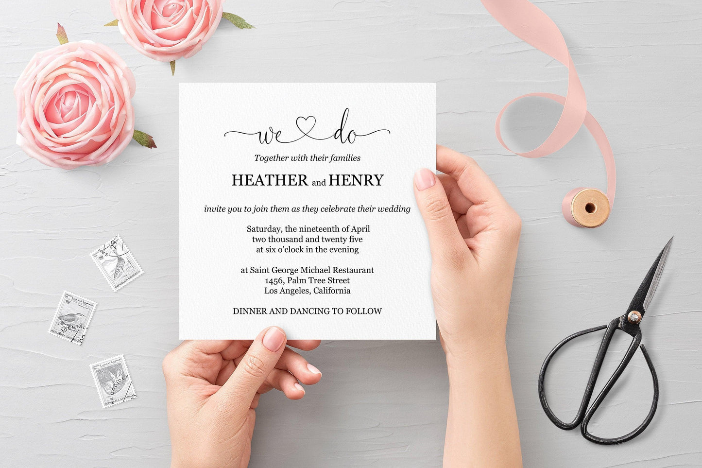 Printable We Do Rustic Wedding Invitation Editable Template DIY Instant Download Invites 5x5 square invite - Heather - SAVVY PAPER CO