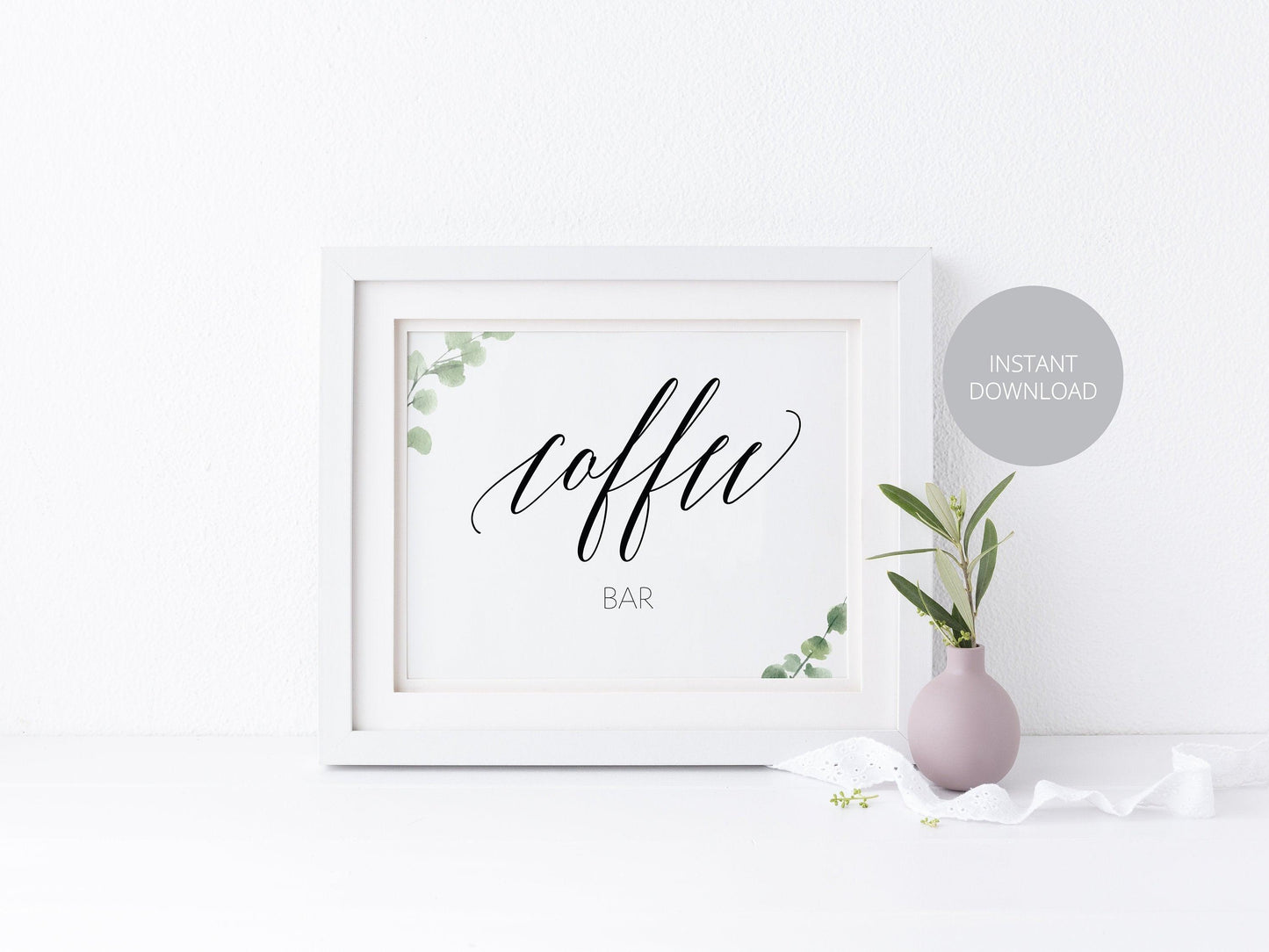 Printable Wedding Coffee Bar Sign, Coffee Bar Printable, Wedding Sign, Wedding Printable, Instant Download, Greenery Wedding, Rustic Wedding - SAVVY PAPER CO