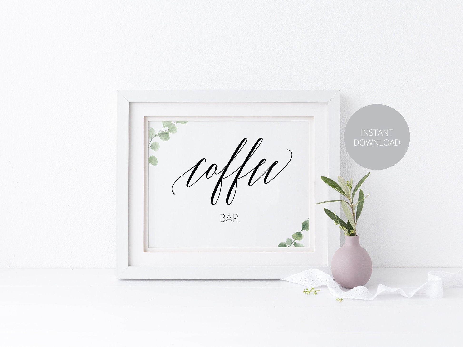 Printable Wedding Coffee Bar Sign, Coffee Bar Printable, Wedding Sign, Wedding Printable, Instant Download, Greenery Wedding, Rustic Wedding - SAVVY PAPER CO