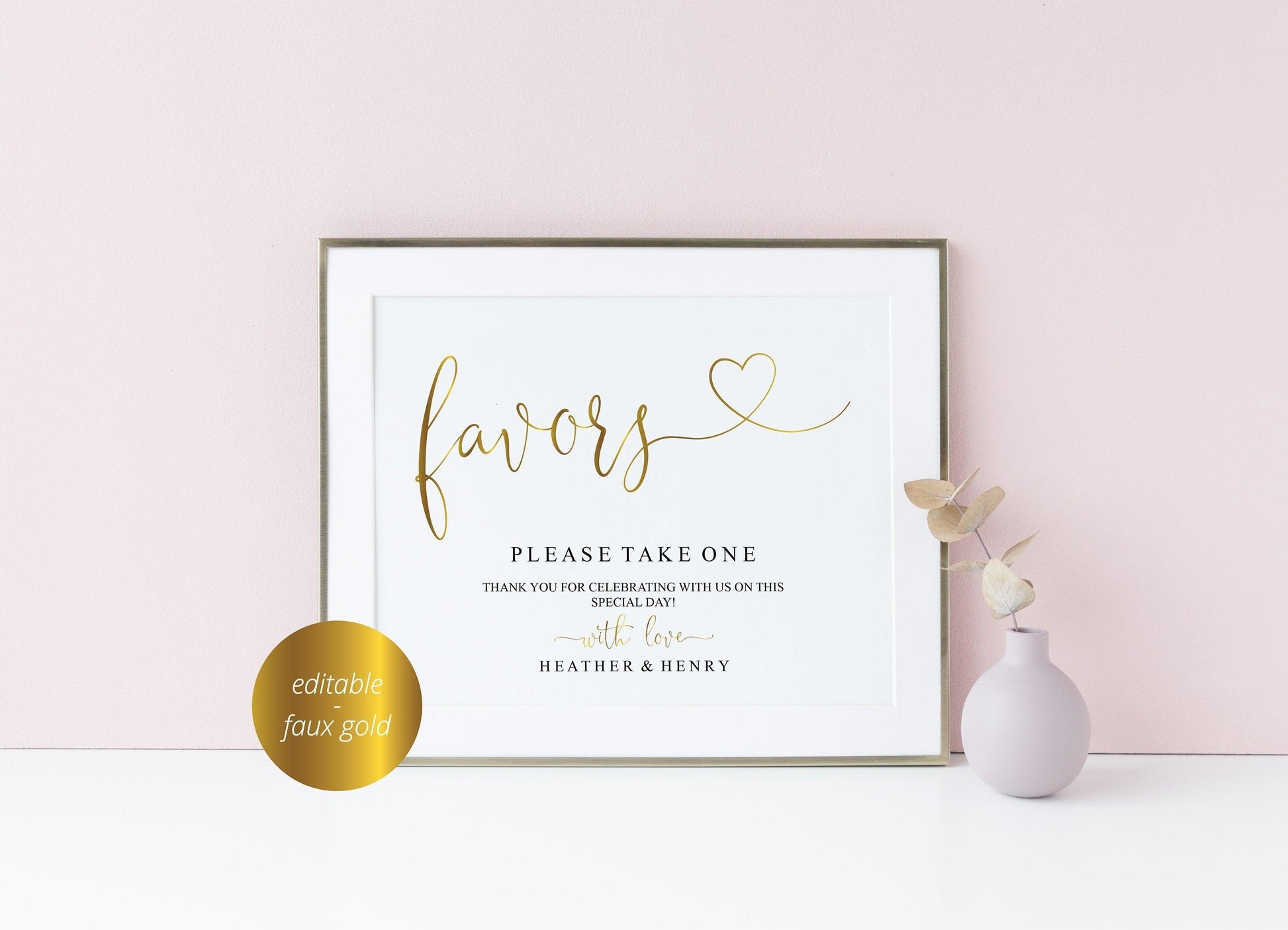 Printable Wedding Favor Sign,Wedding Favors template,Wedding Sign,Please Take One,Wedding Printable,Gold Wedding, Instant Download -Heather - SAVVY PAPER CO