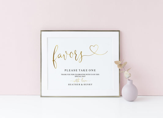 Printable Wedding Favor Sign,Wedding Favors template,Wedding Sign,Please Take One,Wedding Printable,Gold Wedding, Instant Download -Heather - SAVVY PAPER CO