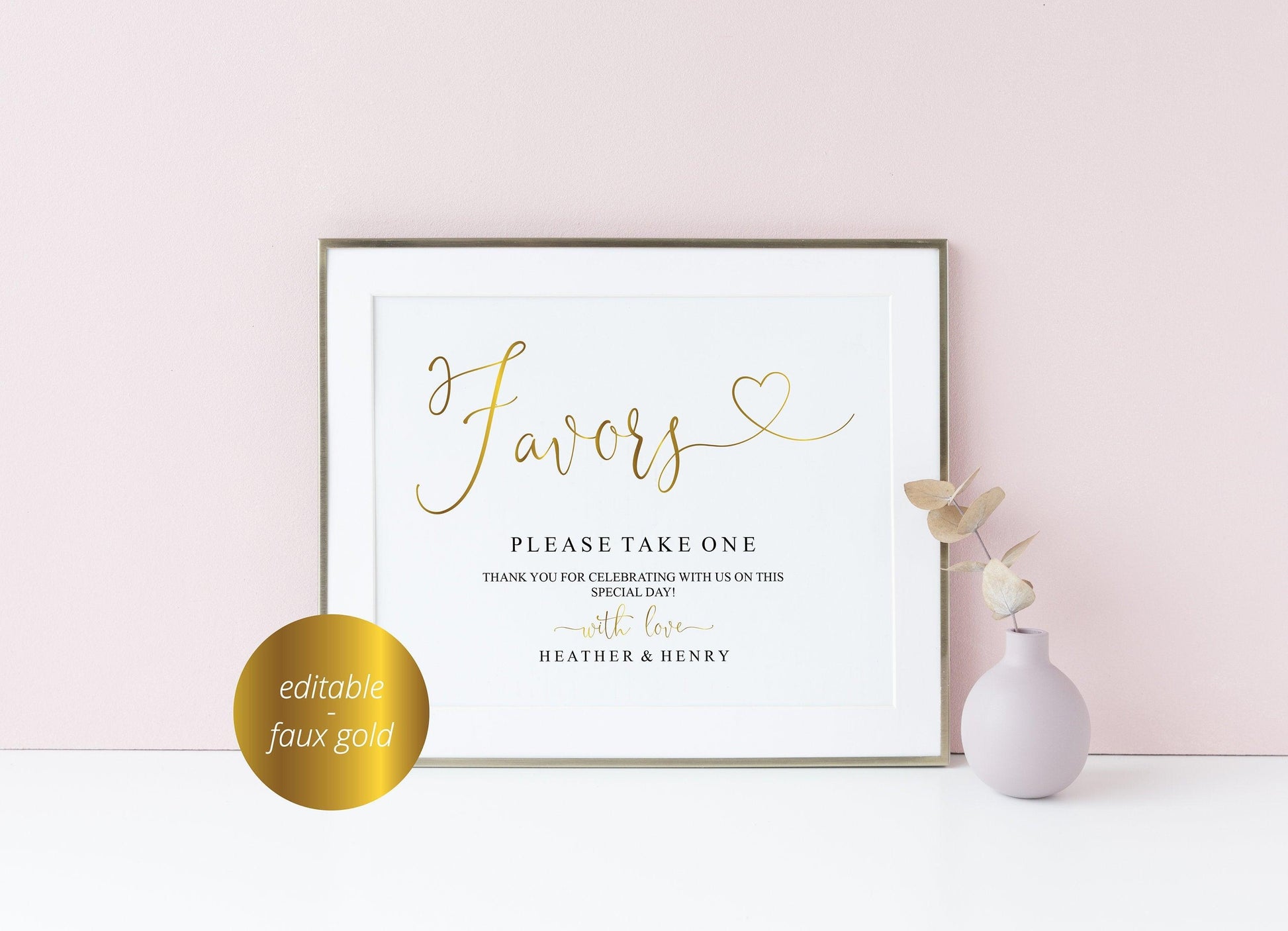 Printable Wedding Favor Sign,Wedding Favors template,Wedding Sign,Please Take One,Wedding Printable,Gold Wedding, Instant Download -Heather - SAVVY PAPER CO