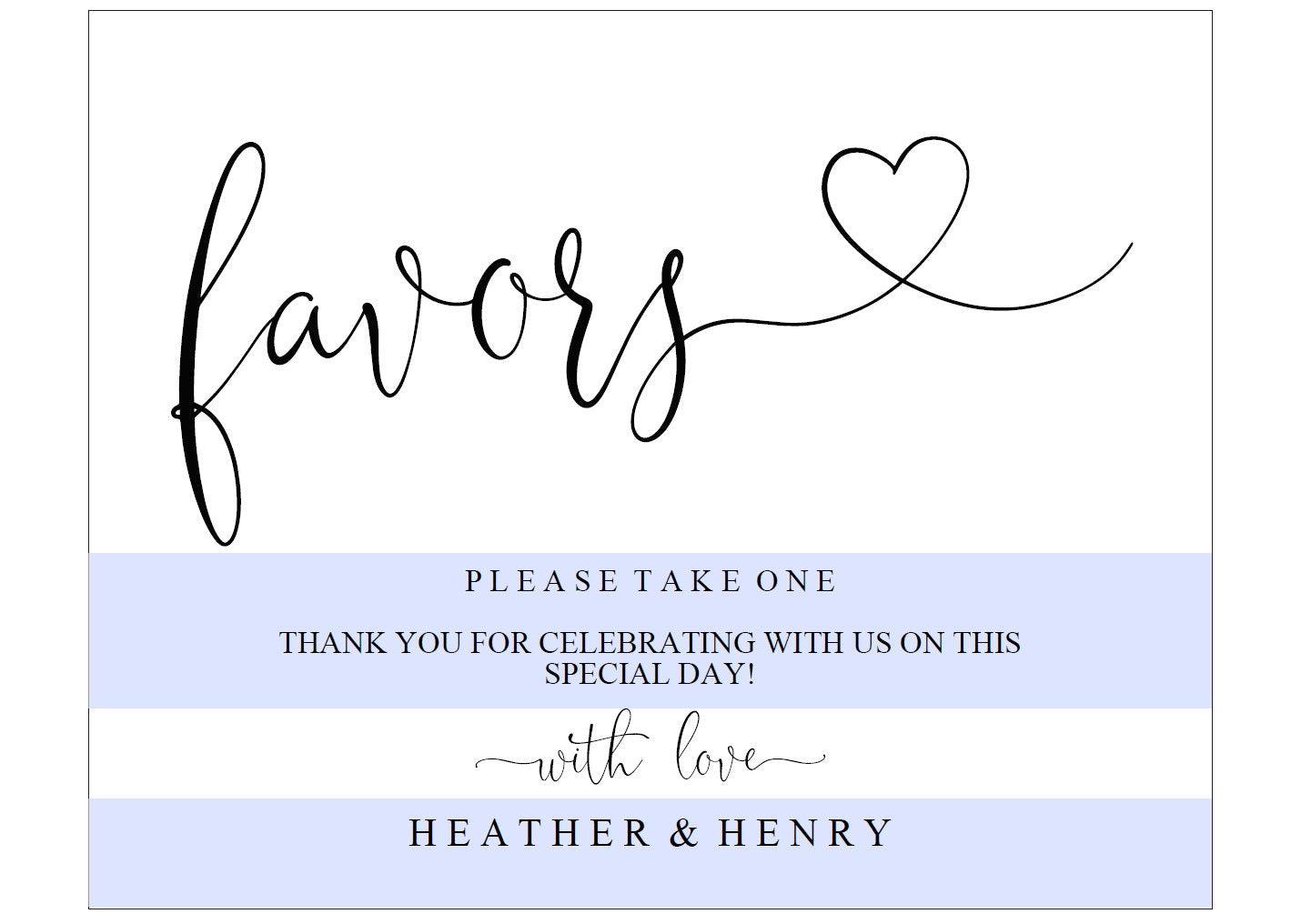 Printable Wedding Favor Sign,Wedding Favors template,Wedding Sign,Please Take One,Wedding Printable, Rustic, Instant Download -Heather - SAVVY PAPER CO