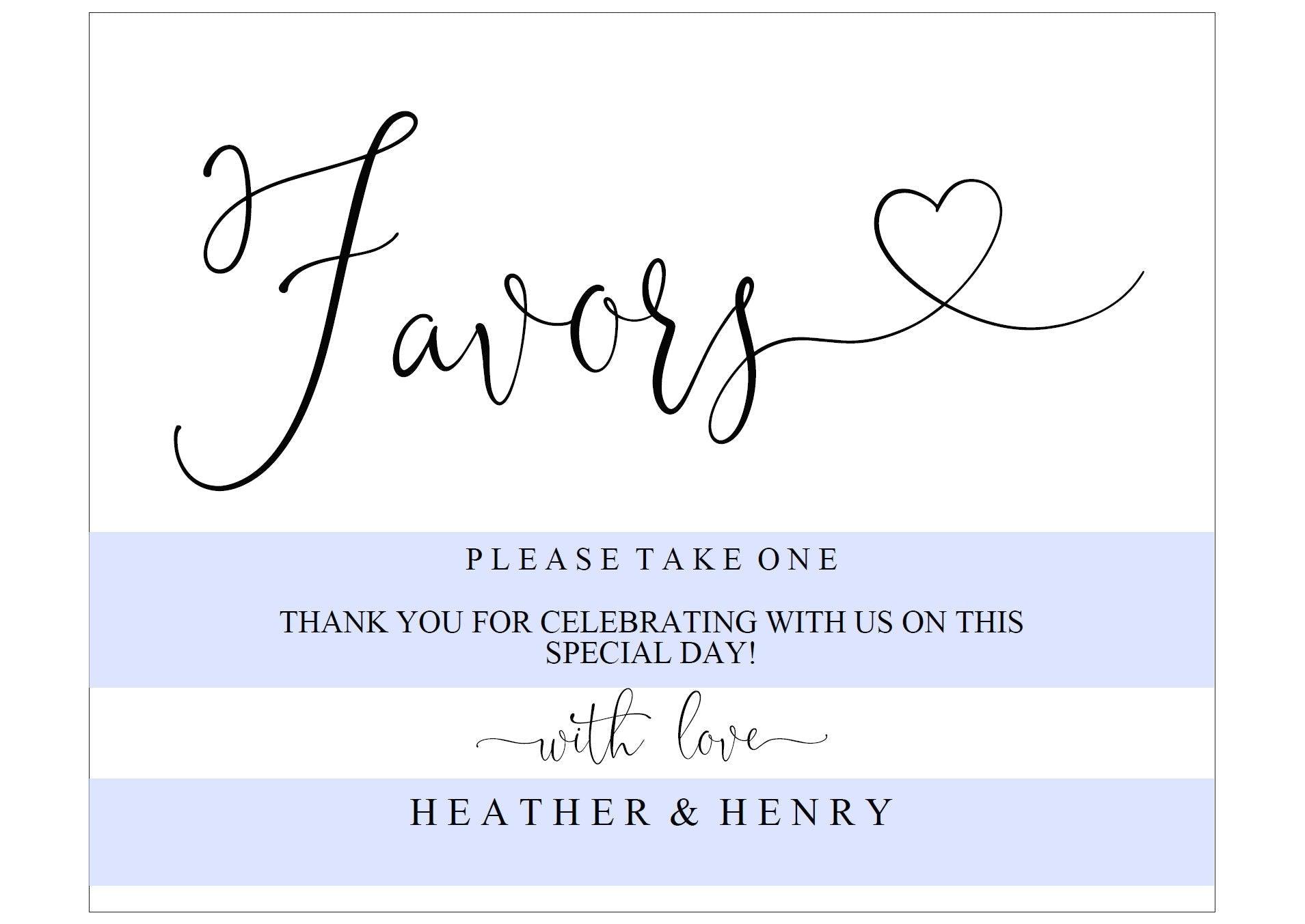 Printable Wedding Favor Sign,Wedding Favors template,Wedding Sign,Please Take One,Wedding Printable,Wedding signs, Instant Download -Heather - SAVVY PAPER CO