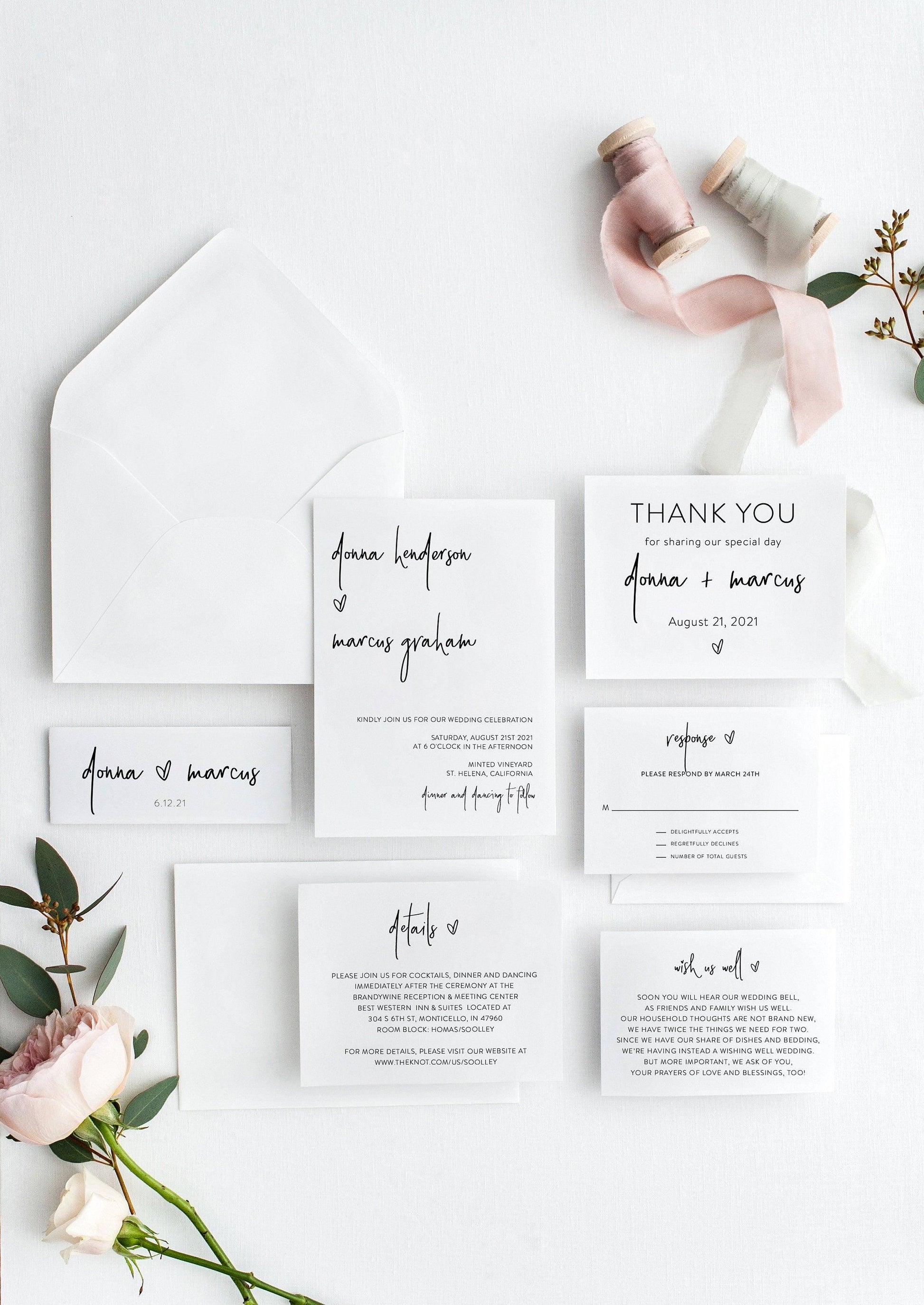 Printable Wedding Invitation Set Editable Template, DIY Instant Download Invites, Invitation Suite, 100% Editable- DONNA - SAVVY PAPER CO