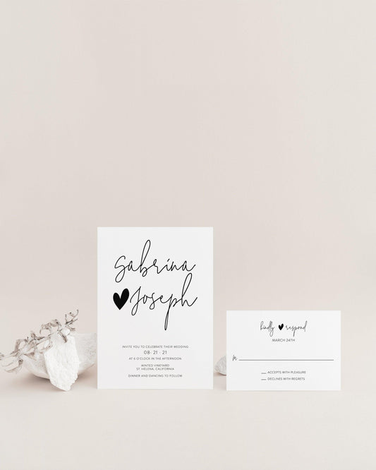 Printable Wedding Invitation Set Editable Template, DIY Instant Download Invites, Invitation Suite, 100% Editable- Gab