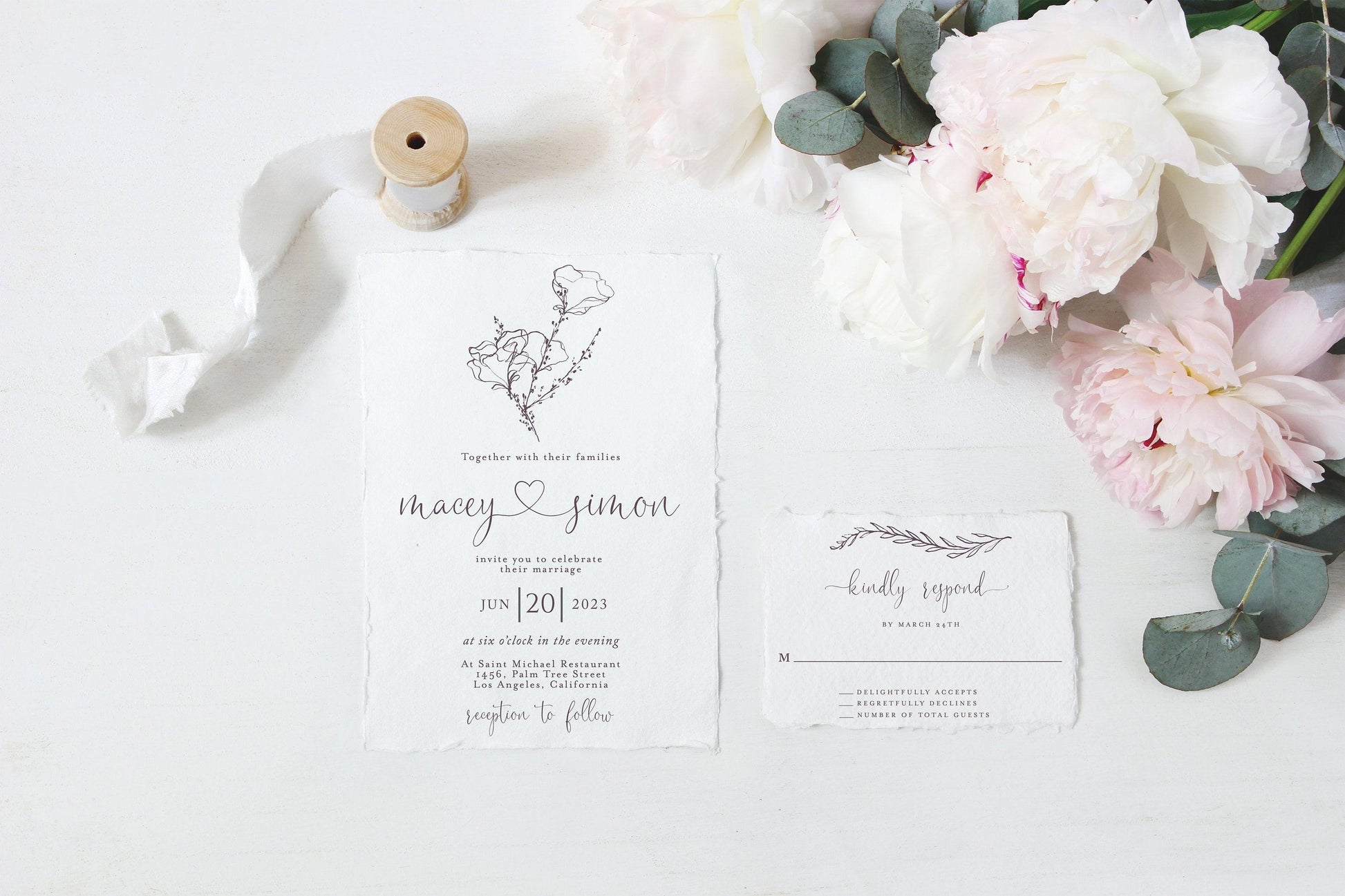 Printable Wedding Invitation Set Editable Template, DIY Instant Download Invites, Invitation Suite, 100% Editable - Macey - SAVVY PAPER CO