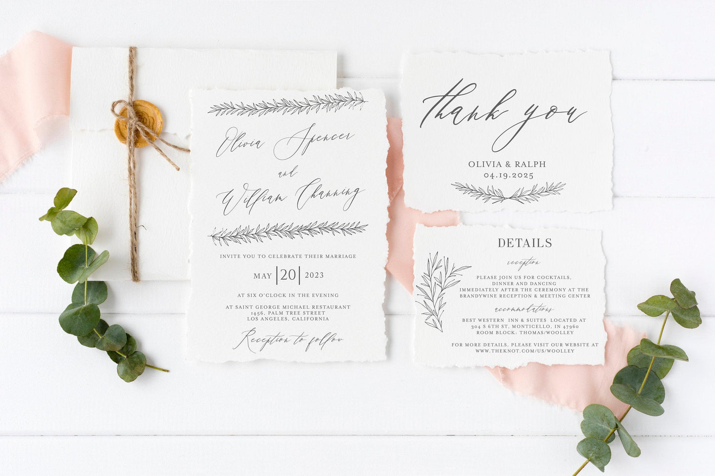 Printable Wedding Invitation Set Editable Template, DIY Instant Download Invites, Invitation Suite, 100% Editable- OLIVIA - SAVVY PAPER CO