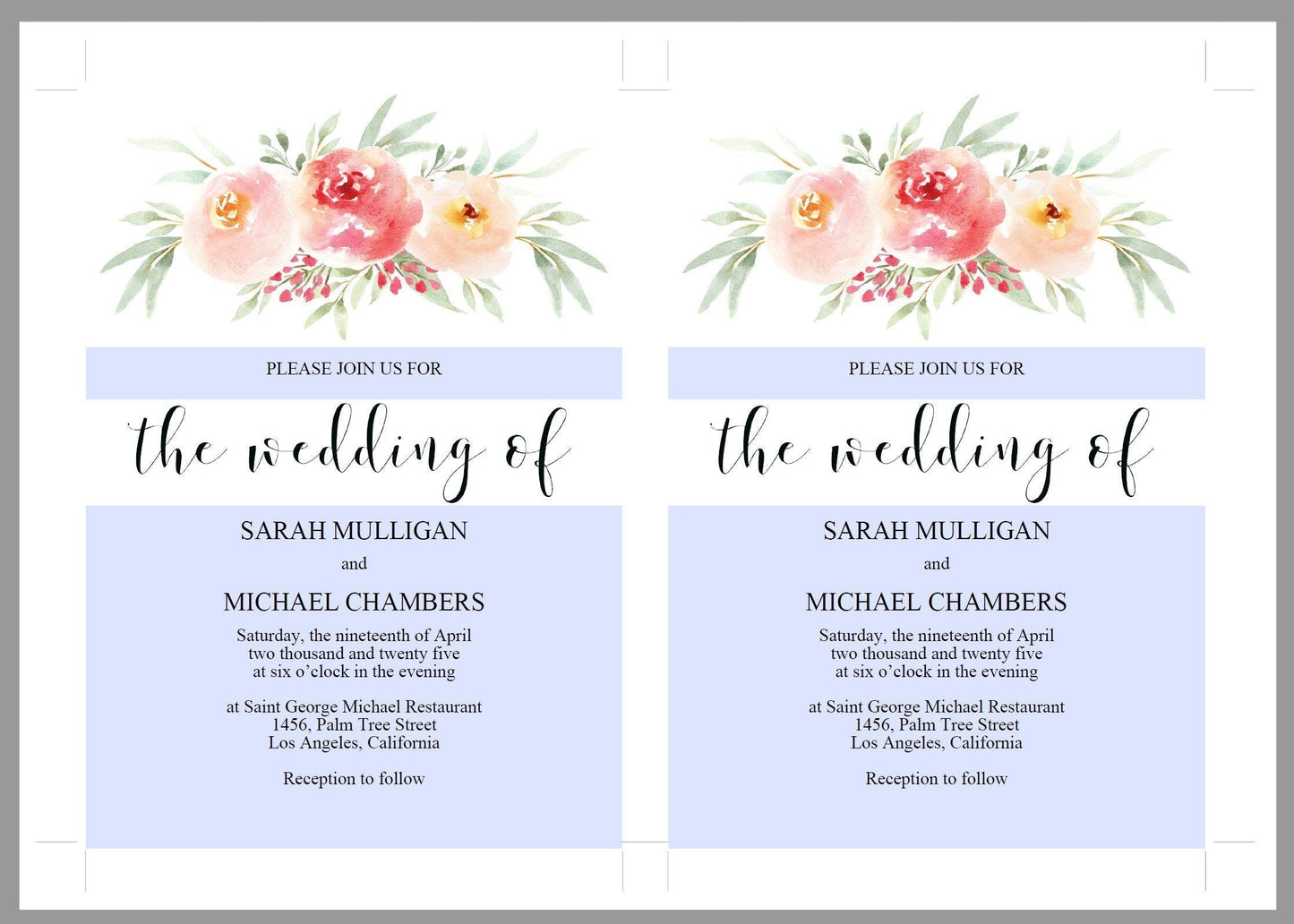 Printable Wedding Invitation Set Editable Template, DIY Instant Download Invites, Invitation Suite- Sarah - SAVVY PAPER CO