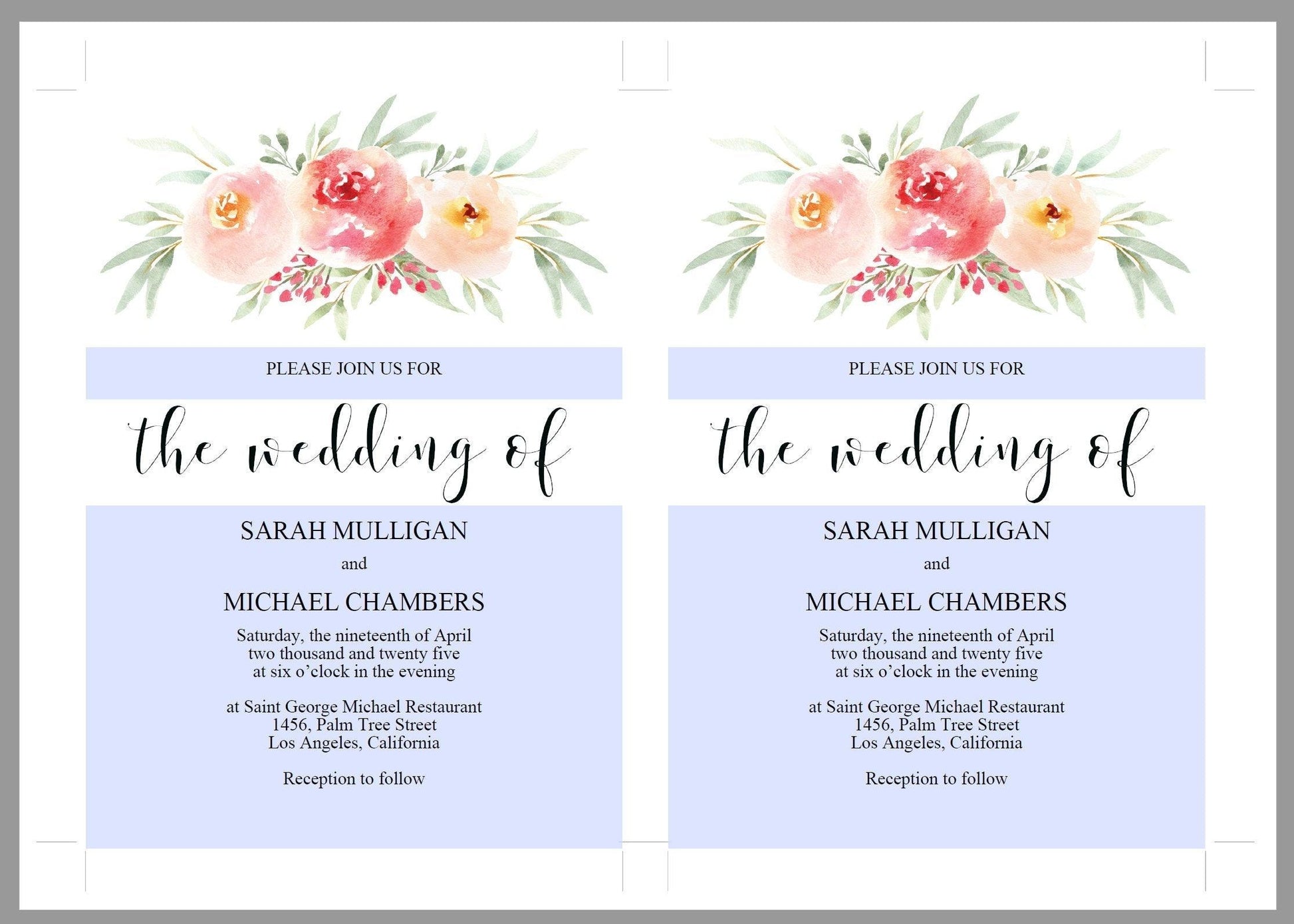 Printable Wedding Invitation Set Editable Template, DIY Instant Download Invites, Invitation Suite- Sarah - SAVVY PAPER CO