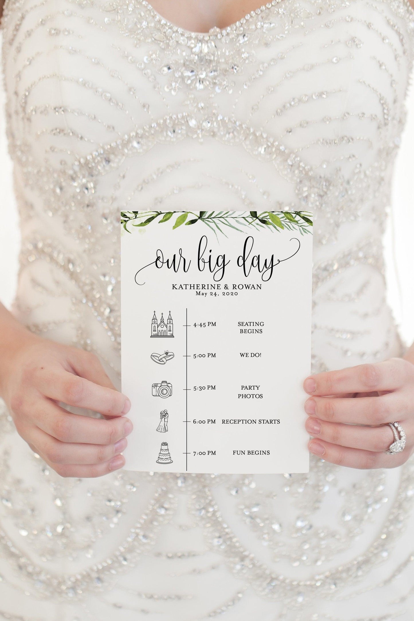 Printable Wedding Itinerary Template Card Timeline Greenery Welcome 100% editable Templett - Melissa - SAVVY PAPER CO