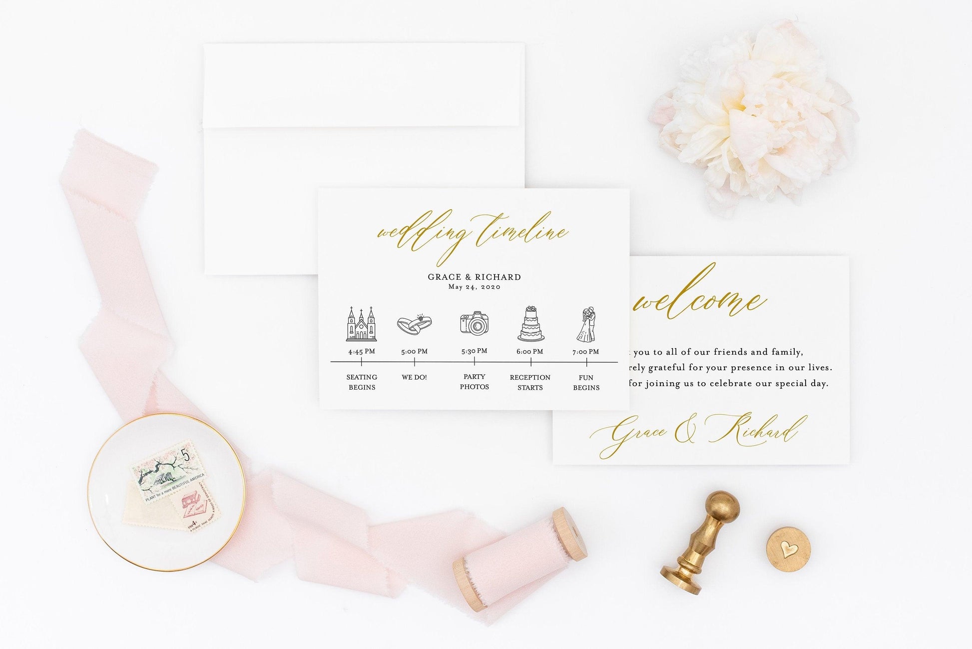 Printable Wedding Itinerary Template Card Timeline Welcome, 100% editable Templett - Grace - SAVVY PAPER CO