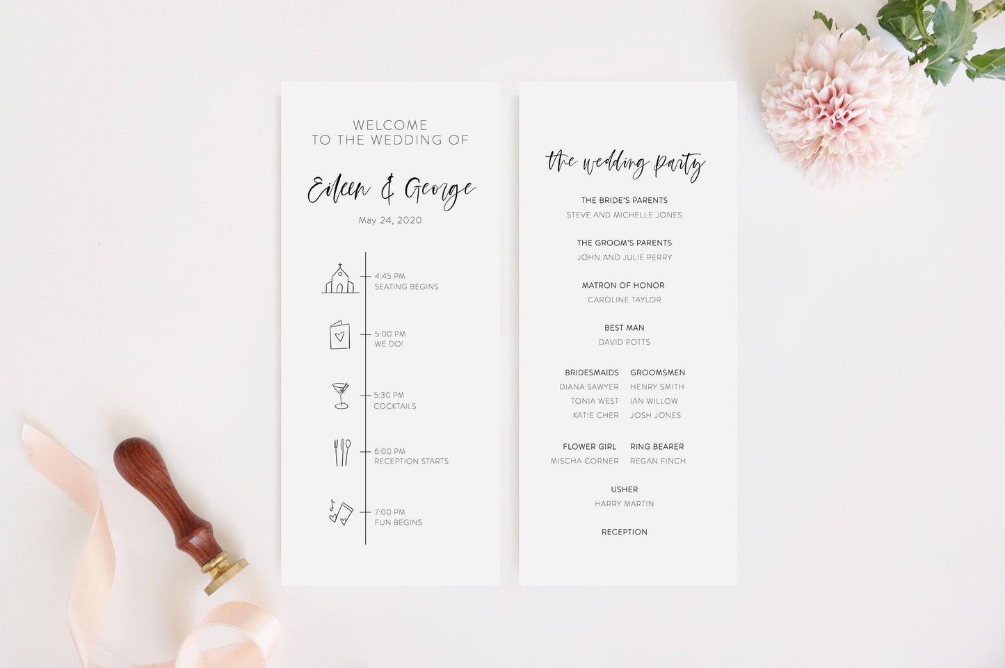 Printable Wedding Itinerary Template Card Timeline WelcomeWedding Program 100% editable Templett - Eileen - SAVVY PAPER CO