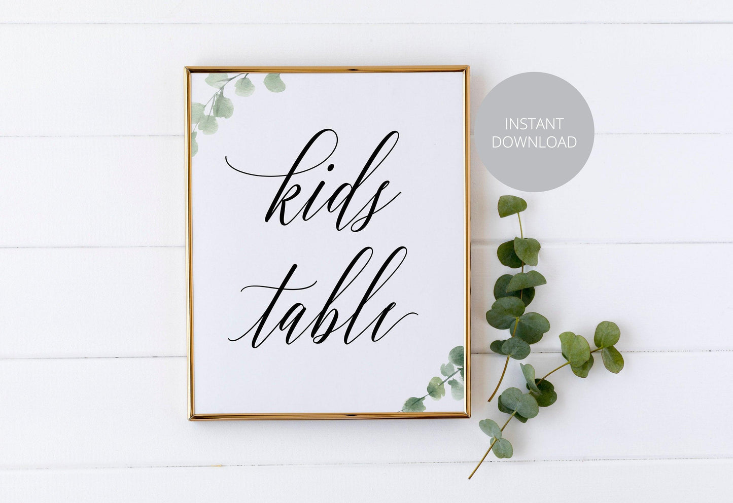 Printable Wedding Kids Table Sign, Wedding Reception Sign, Instant Download, Greenery Wedding, Rustic Wedding - SAVVY PAPER CO
