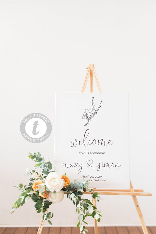 Printable Wedding Welcome Sign Editable Template Instant Download - Macey - SAVVY PAPER CO