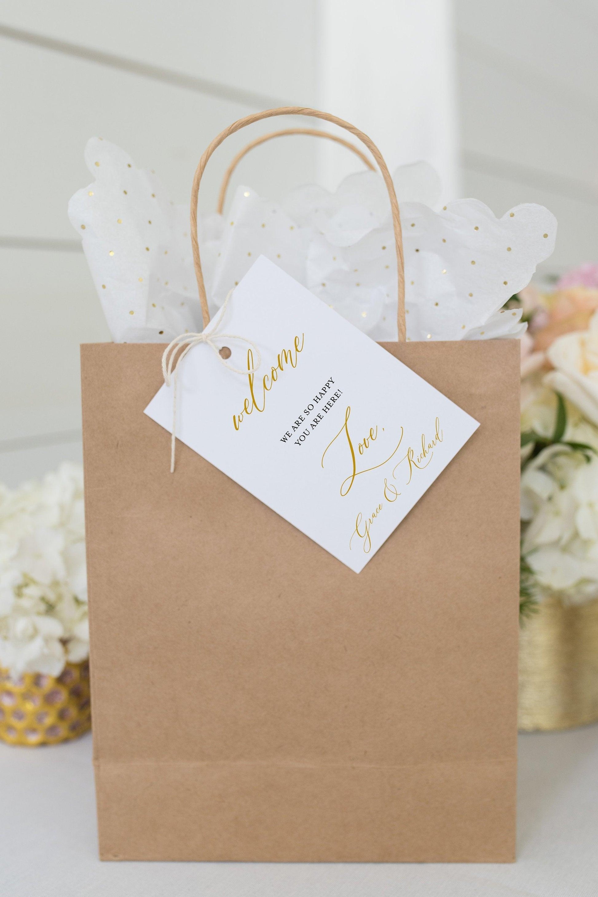 Printable Welcome Wedding Gift Bag Tags Favors Instant Download, 100% Editable- Grace - SAVVY PAPER CO