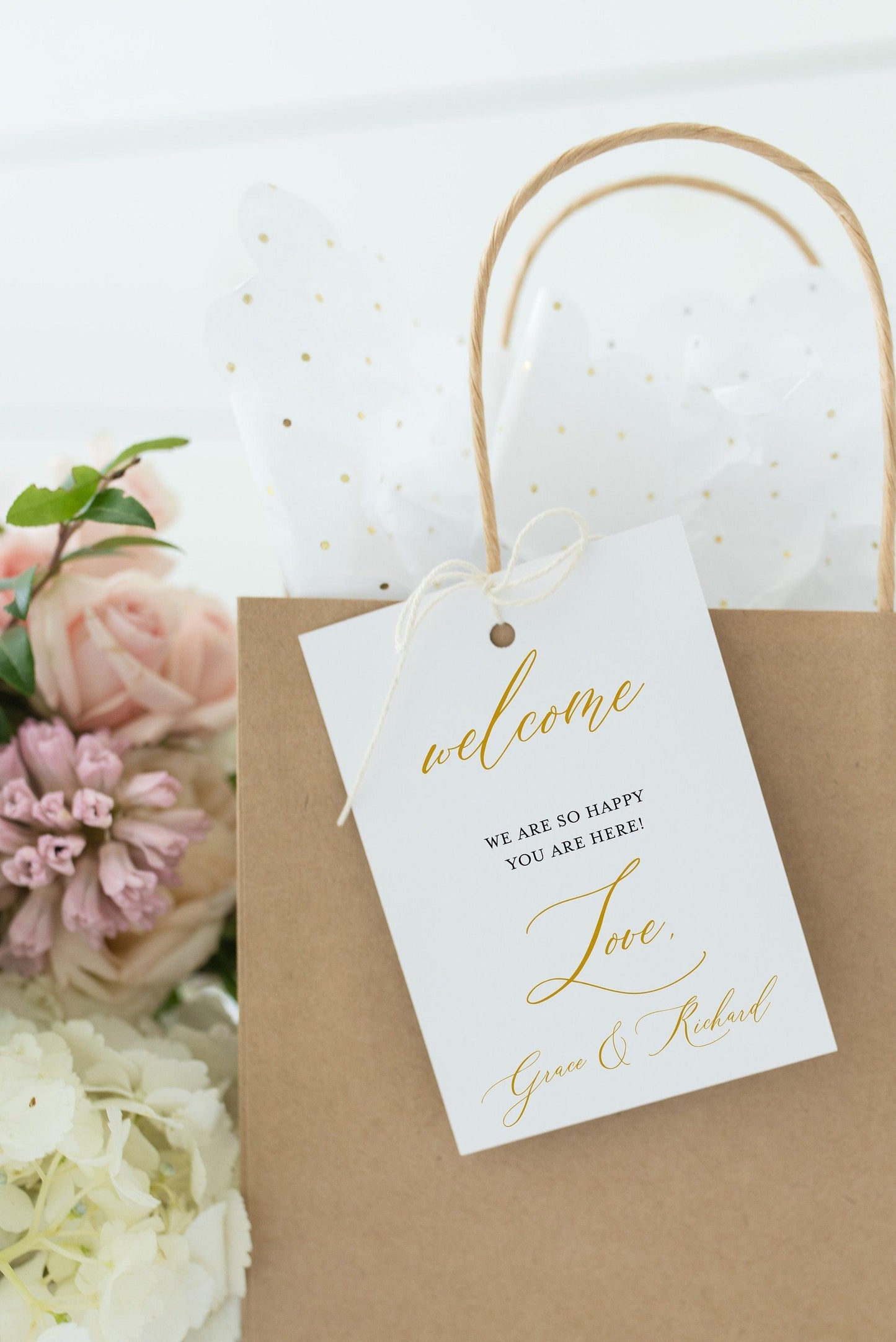 Printable Welcome Wedding Gift Bag Tags Favors Instant Download, 100% Editable- Grace - SAVVY PAPER CO