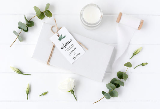 Printable Welcome Wedding Gift Bag Tags Favors Instant Download 100% Editable Greenery - Jasmine - SAVVY PAPER CO