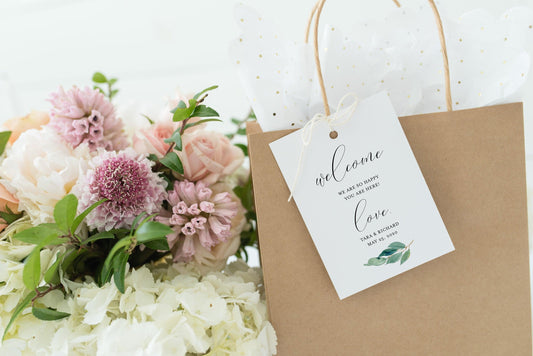 Printable Welcome Wedding Gift Bag Tags Favors Instant Download, 100% Editable- Tara - SAVVY PAPER CO