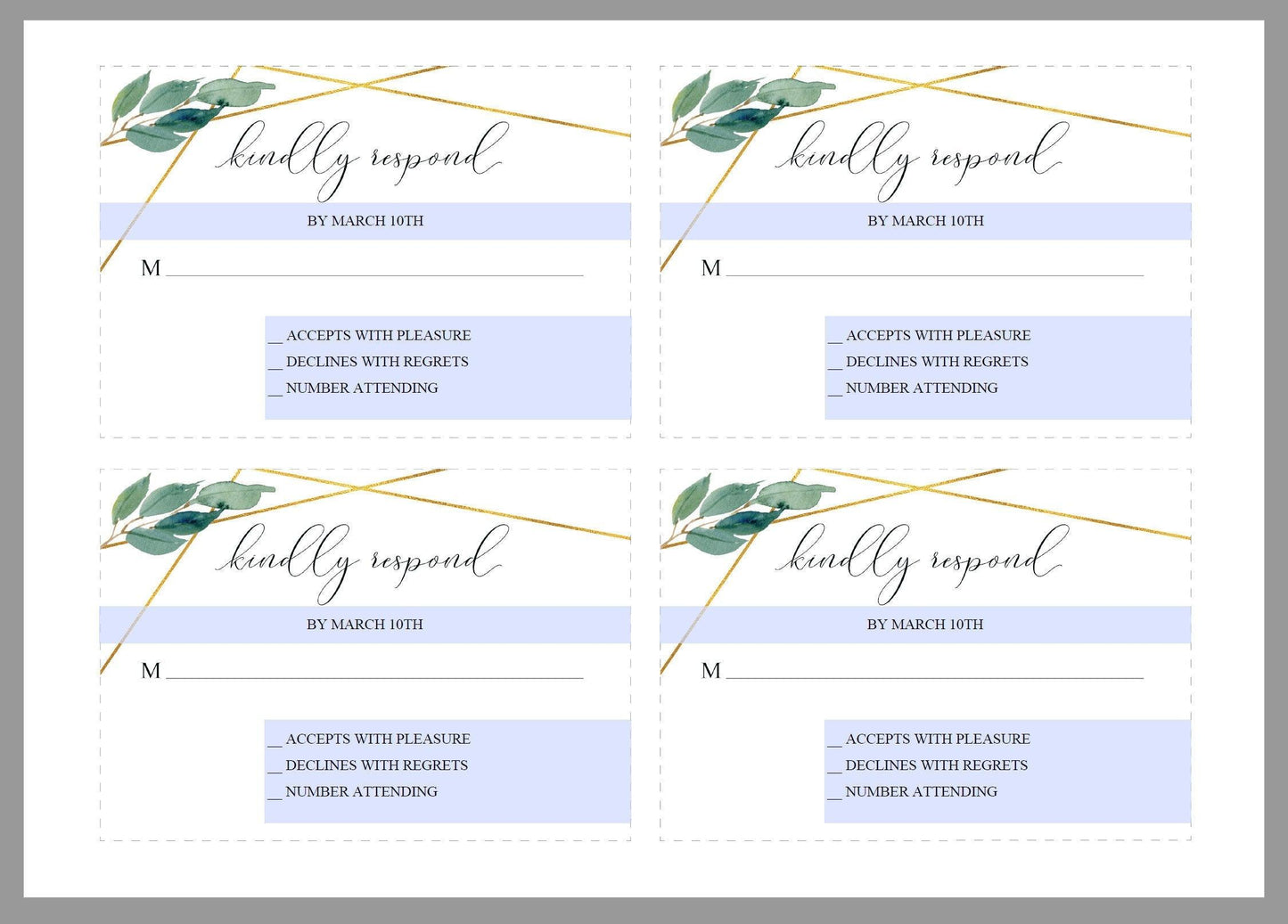 RSVP Card Template, Wedding RSVP, Response Card, RSVP cards, Geometric Wedding, Printable rsvp, Wedding Response, Greenery Wedding - Tara - SAVVY PAPER CO