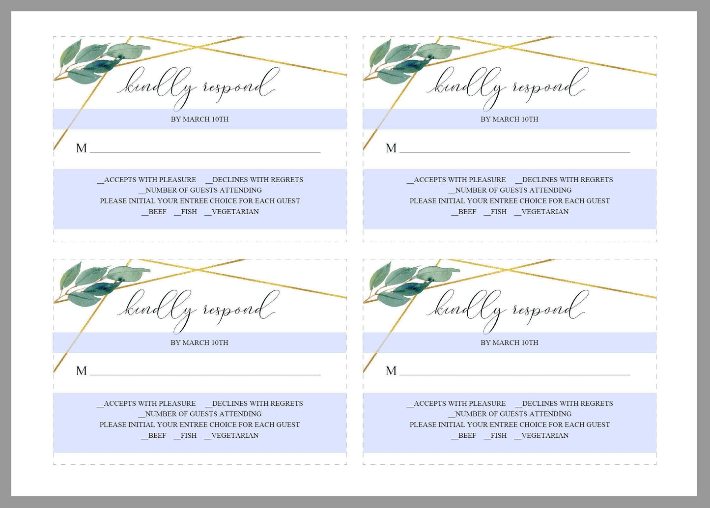 RSVP Card Template, Wedding RSVP, Response Card, RSVP cards, Geometric Wedding, Printable rsvp, Wedding Response, Greenery Wedding - Tara - SAVVY PAPER CO