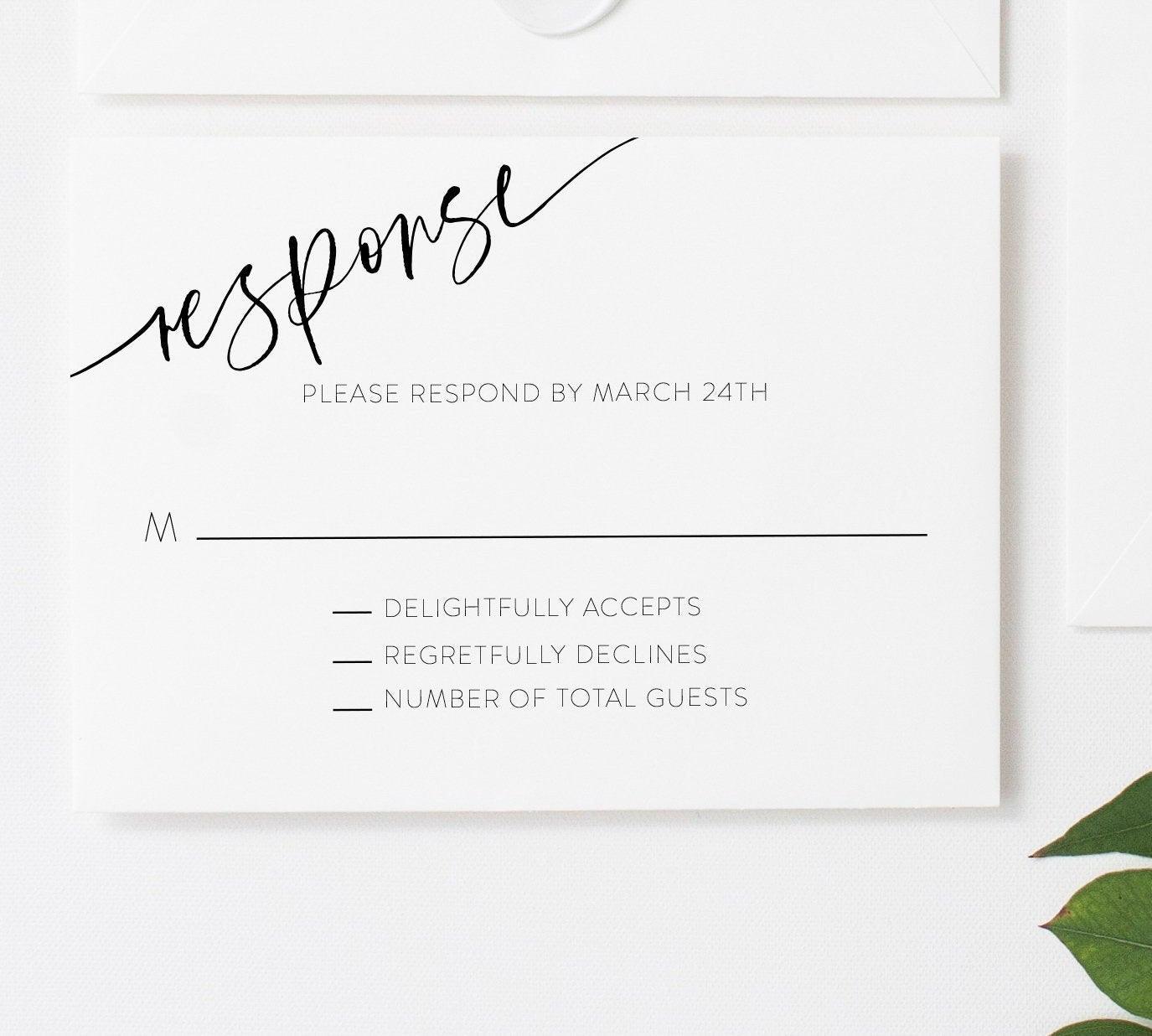 RSVP Card Template, Wedding RSVP, Response Card, RSVP cards, Printable rsvp, Wedding Response - Eileen - SAVVY PAPER CO