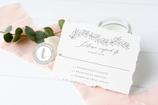 RSVP Card Template, Wedding RSVP, Response Card, RSVP cards, Printable rsvp, Wedding Response, Elegant Wedding - Olivia - SAVVY PAPER CO