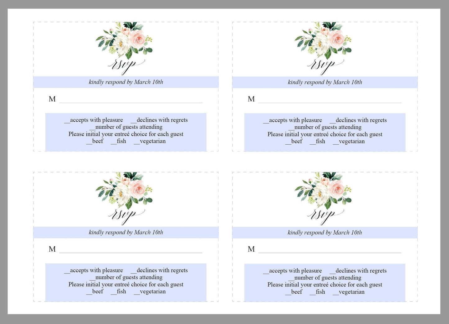 RSVP Card Template, Wedding RSVP, Response Card, RSVP cards, Rustic Wedding, Printable rsvp, Wedding Response, Greenery, Floral - Eloise - SAVVY PAPER CO