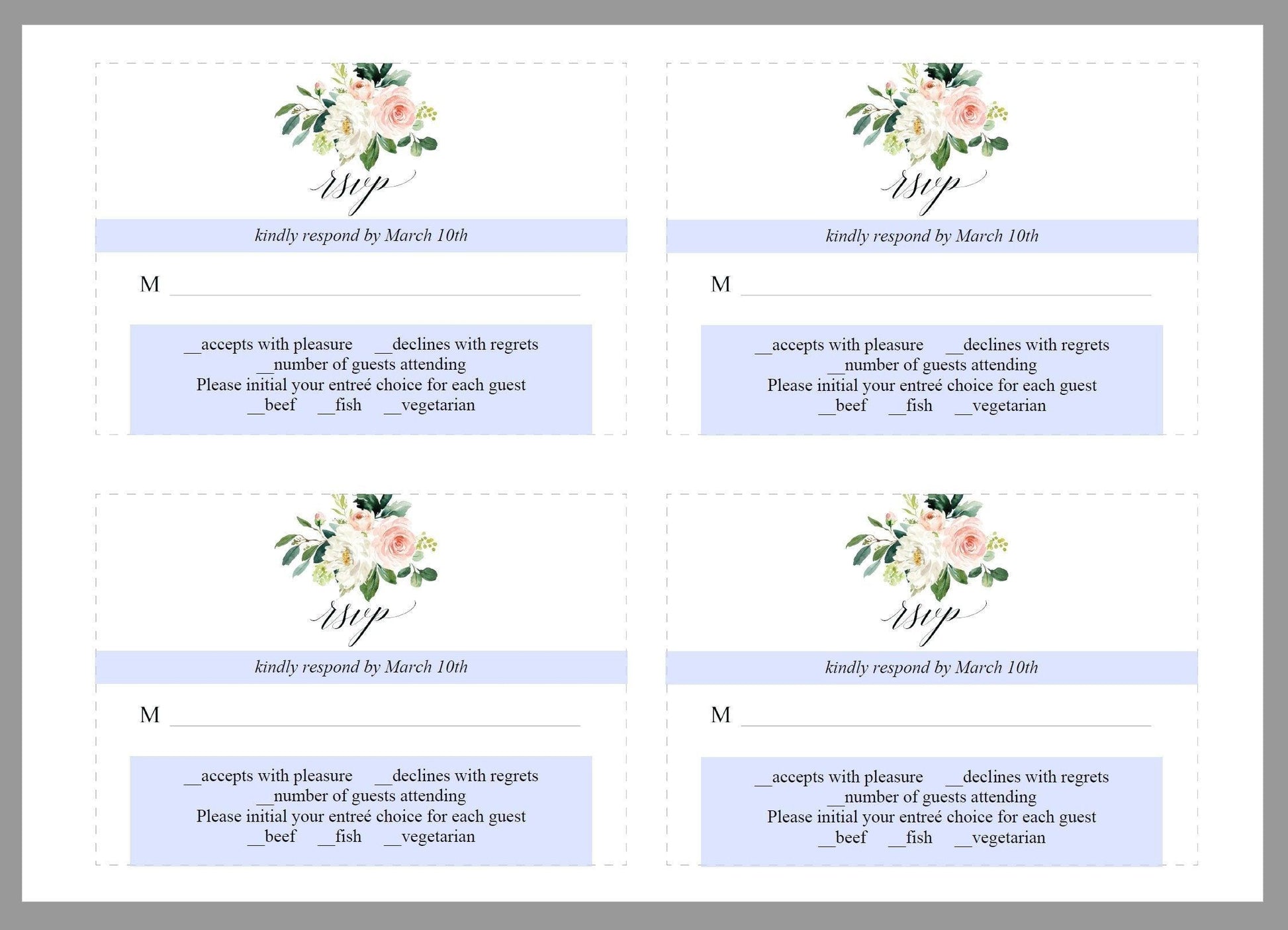 RSVP Card Template, Wedding RSVP, Response Card, RSVP cards, Rustic Wedding, Printable rsvp, Wedding Response, Greenery, Floral - Eloise - SAVVY PAPER CO
