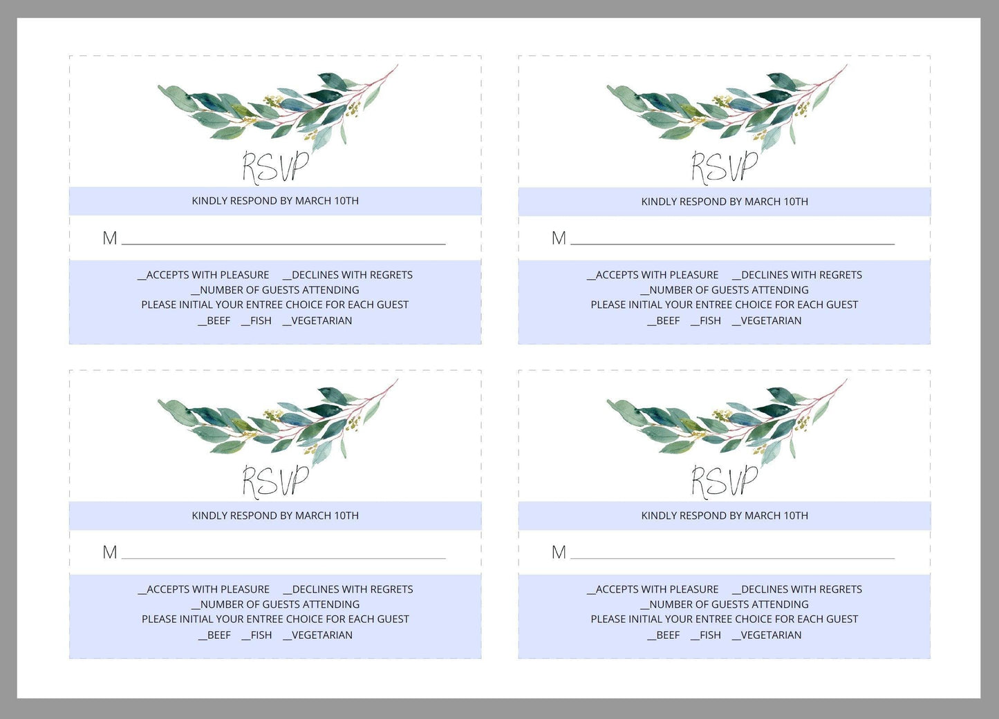 RSVP Card Template, Wedding RSVP, Response Card, RSVP cards, Rustic Wedding, Printable rsvp, Wedding Response, Greenery Wedding - Anna - SAVVY PAPER CO