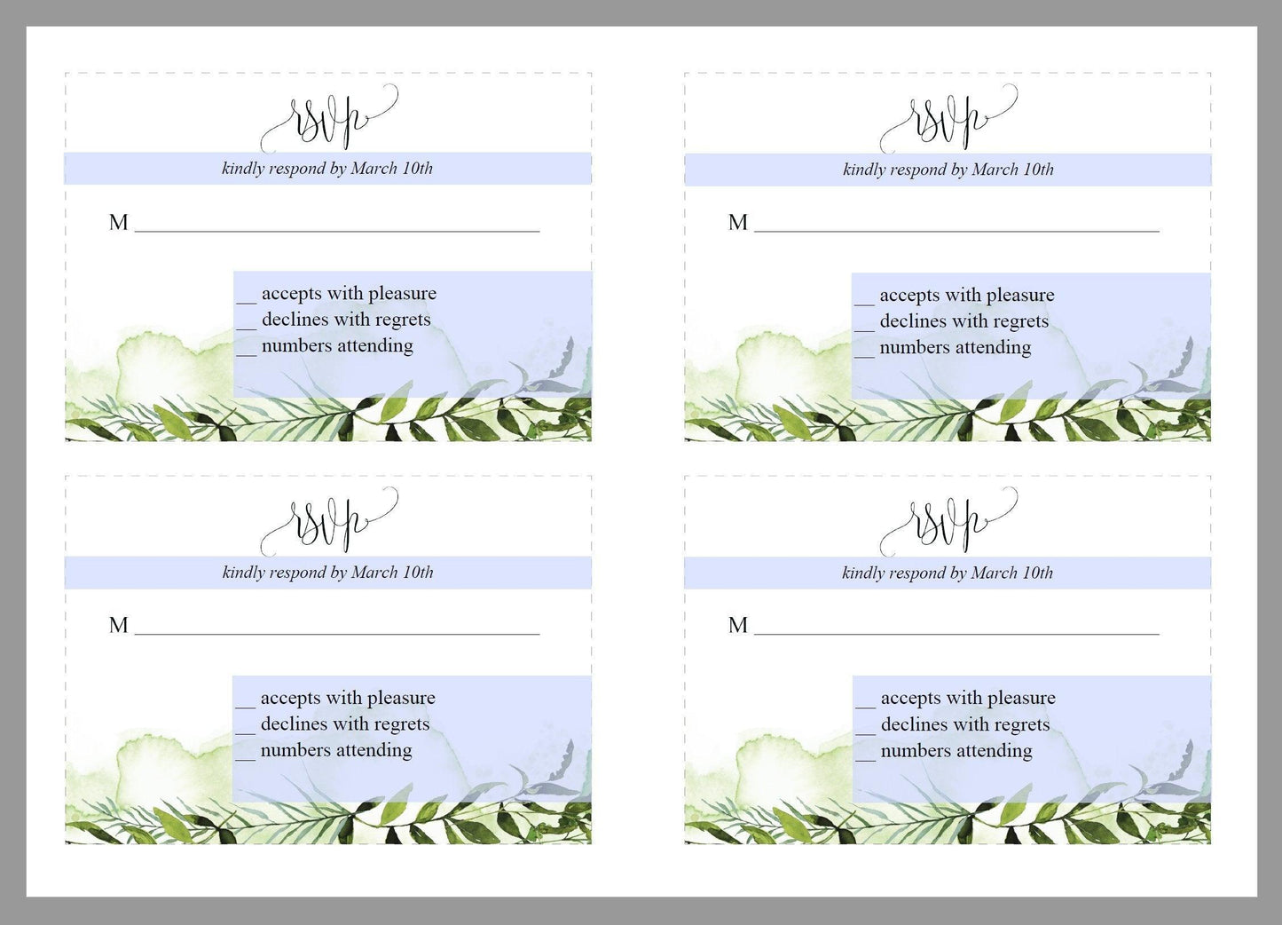 RSVP Card Template, Wedding RSVP, Response Card, RSVP cards, Rustic Wedding, Printable rsvp, Wedding Response, Greenery Wedding - Melissa - SAVVY PAPER CO