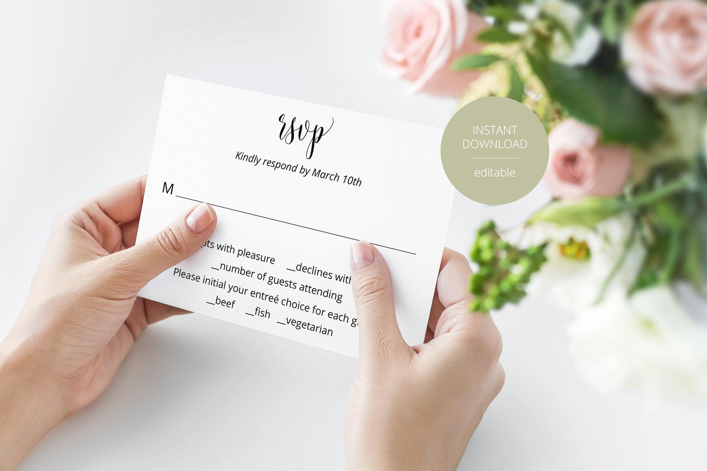 RSVP Card Template, Wedding RSVP, Response Card, RSVP cards, Rustic Wedding, Printable rsvp, Wedding Response - Hannah - SAVVY PAPER CO
