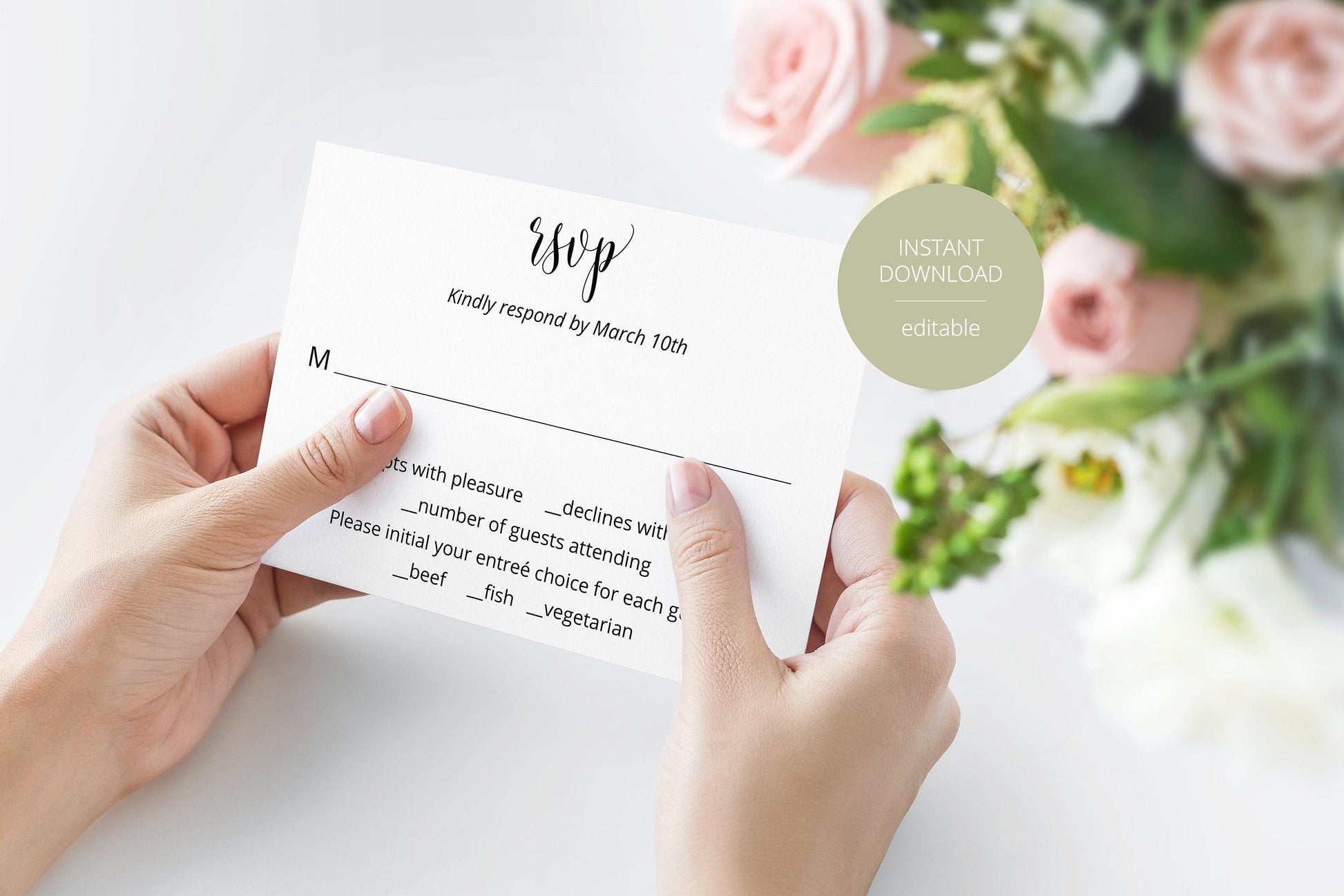 RSVP Card Template, Wedding RSVP, Response Card, RSVP cards, Rustic Wedding, Printable rsvp, Wedding Response - Hannah - SAVVY PAPER CO