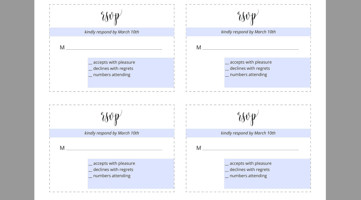RSVP Card Template, Wedding RSVP, Response Card, RSVP cards, Rustic Wedding, Printable rsvp, Wedding Response - Hannah - SAVVY PAPER CO