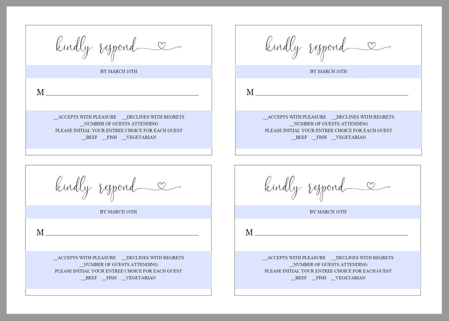RSVP Card Template, Wedding RSVP, Response Card, RSVP cards, Rustic Wedding, Printable rsvp, Wedding Response - Heather - SAVVY PAPER CO