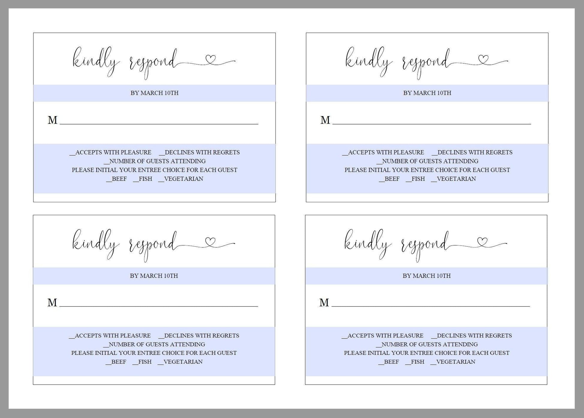 RSVP Card Template, Wedding RSVP, Response Card, RSVP cards, Rustic Wedding, Printable rsvp, Wedding Response - Heather - SAVVY PAPER CO
