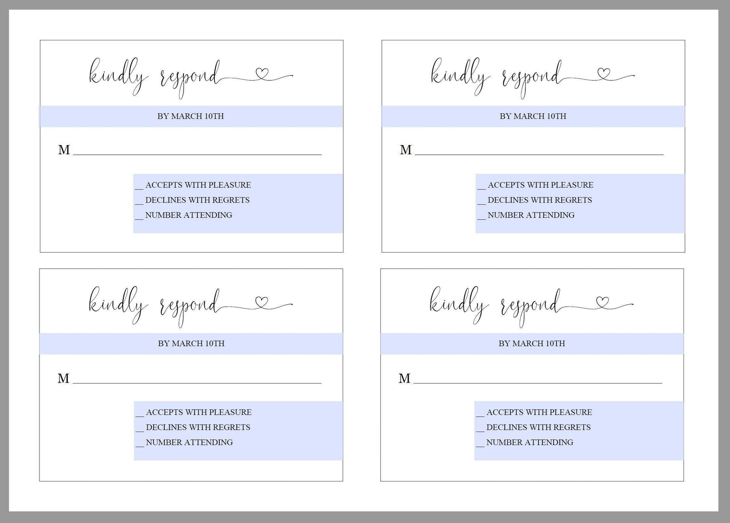 RSVP Card Template, Wedding RSVP, Response Card, RSVP cards, Rustic Wedding, Printable rsvp, Wedding Response - Heather - SAVVY PAPER CO