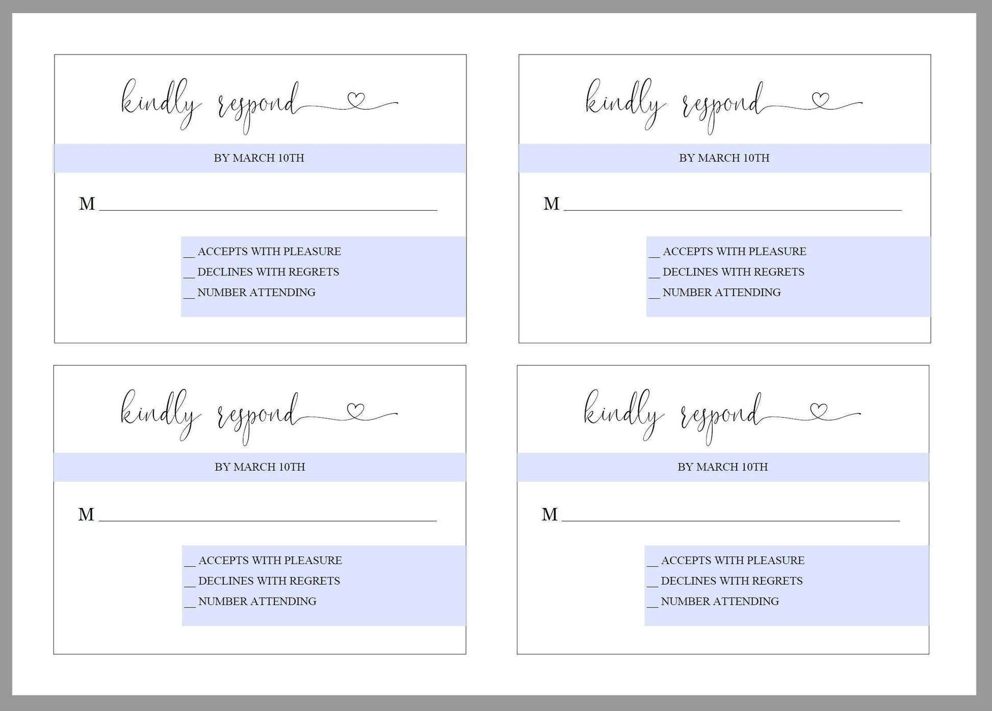 RSVP Card Template, Wedding RSVP, Response Card, RSVP cards, Rustic Wedding, Printable rsvp, Wedding Response - Heather - SAVVY PAPER CO