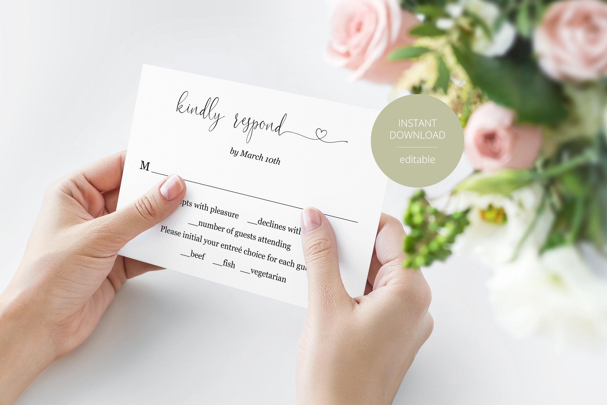 RSVP Card Template, Wedding RSVP, Response Card, RSVP cards, Rustic Wedding, Printable rsvp, Wedding Response - Heather - SAVVY PAPER CO