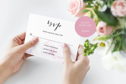 RSVP Card Template, Wedding RSVP, Response Card, RSVP cards, Rustic Wedding, Printable rsvp, Wedding Response, Watercolor - Elisa - SAVVY PAPER CO