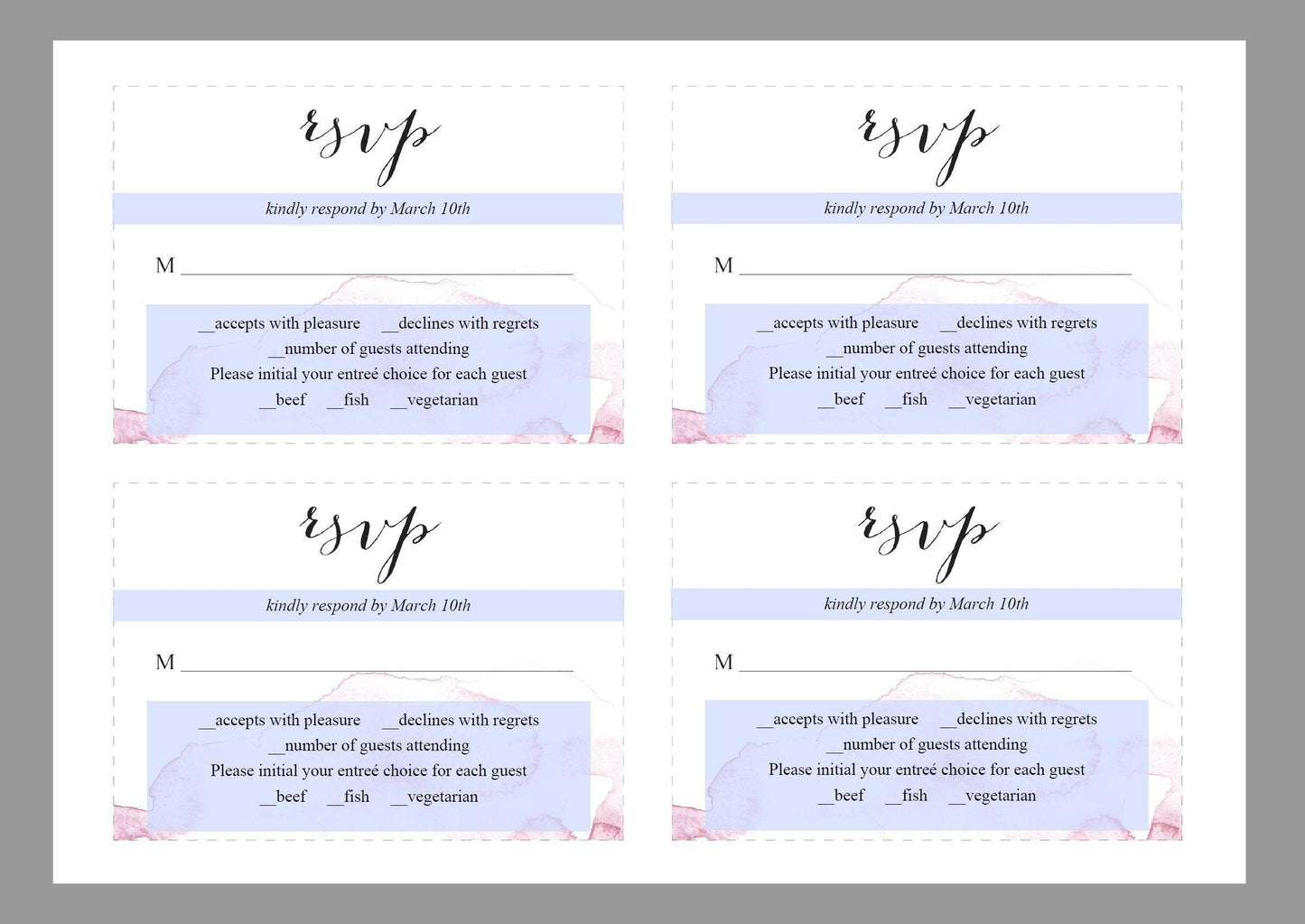 RSVP Card Template, Wedding RSVP, Response Card, RSVP cards, Rustic Wedding, Printable rsvp, Wedding Response, Watercolor - Elisa - SAVVY PAPER CO