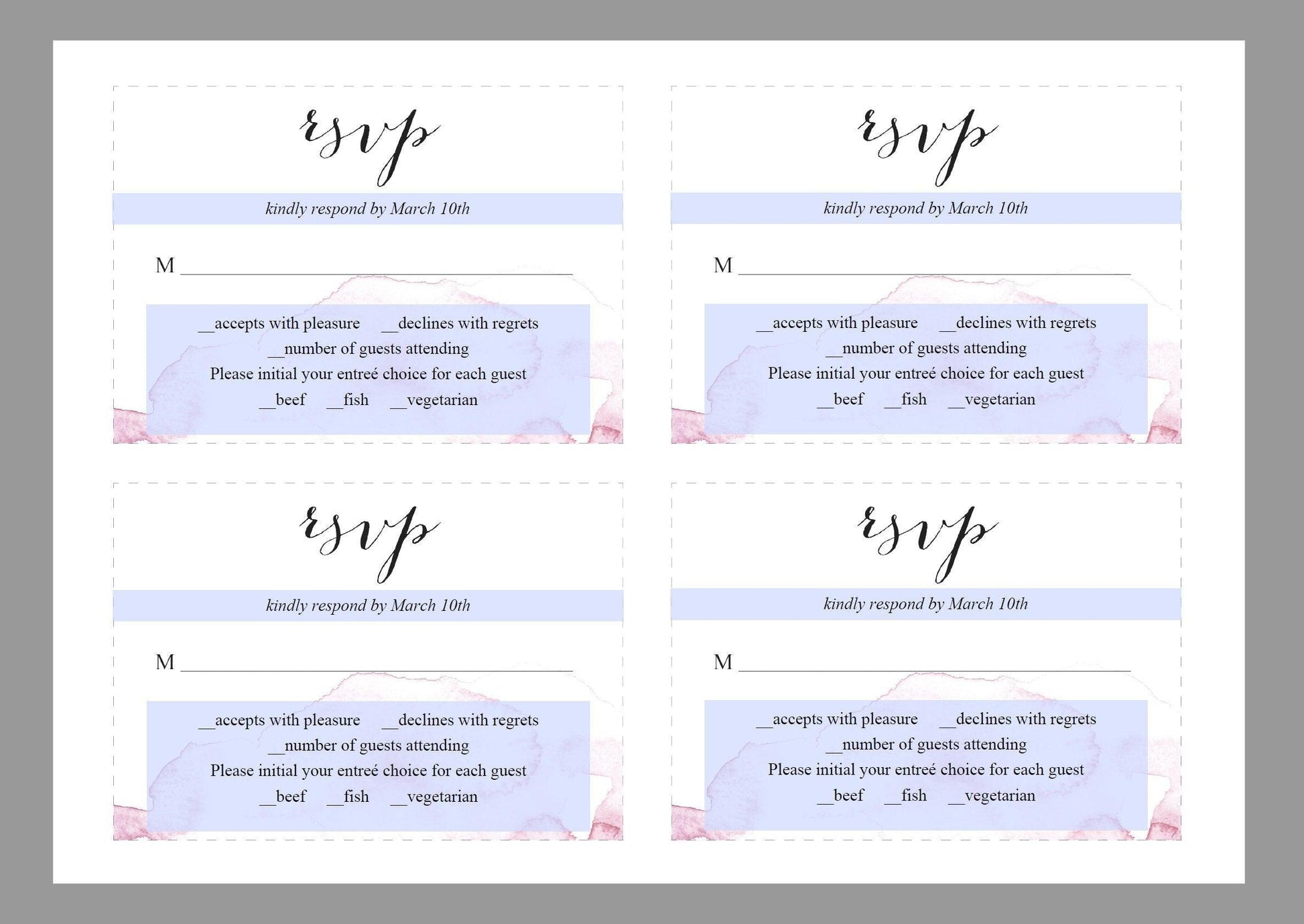 RSVP Card Template, Wedding RSVP, Response Card, RSVP cards, Rustic Wedding, Printable rsvp, Wedding Response, Watercolor - Elisa - SAVVY PAPER CO