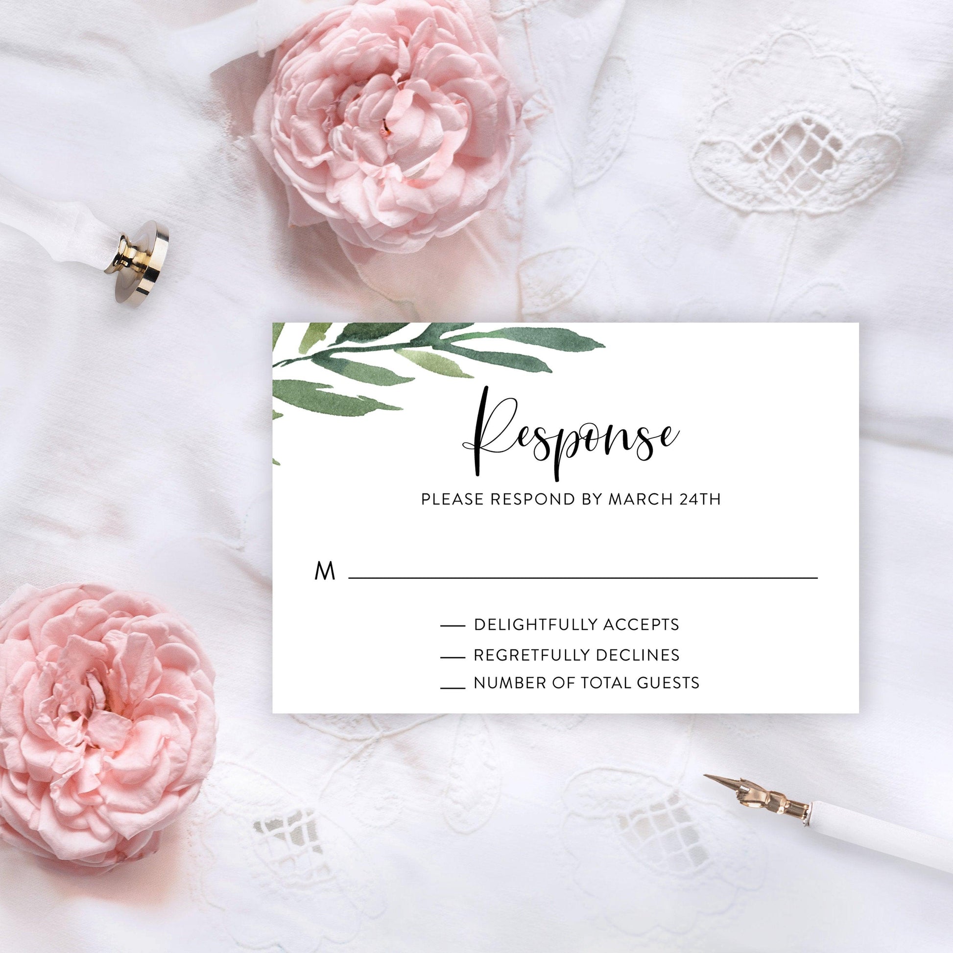 RSVP Card Template, Wedding RSVP, Response Card, RSVP cards Watercolor Wedding Printable Wedding Response Greenery - Jasmine - SAVVY PAPER CO