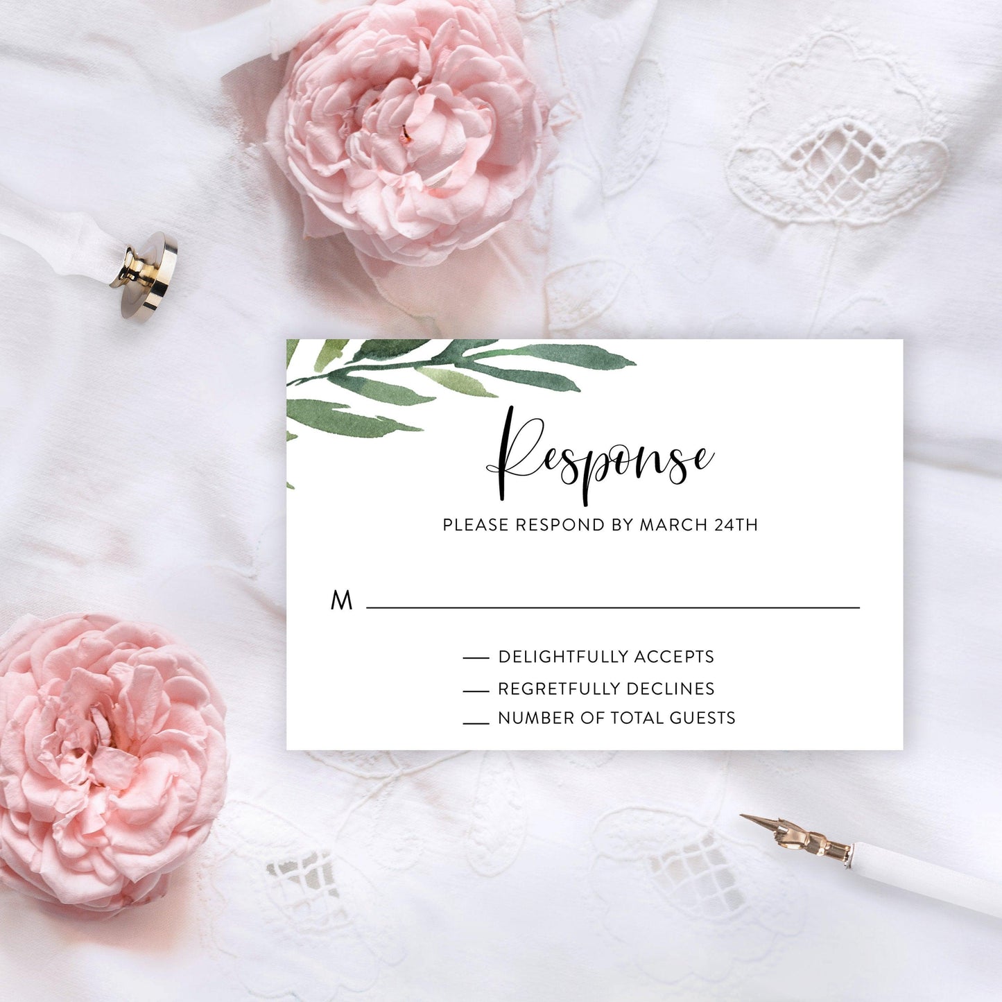 RSVP Card Template, Wedding RSVP, Response Card, RSVP cards Watercolor Wedding Printable Wedding Response Greenery - Jasmine - SAVVY PAPER CO