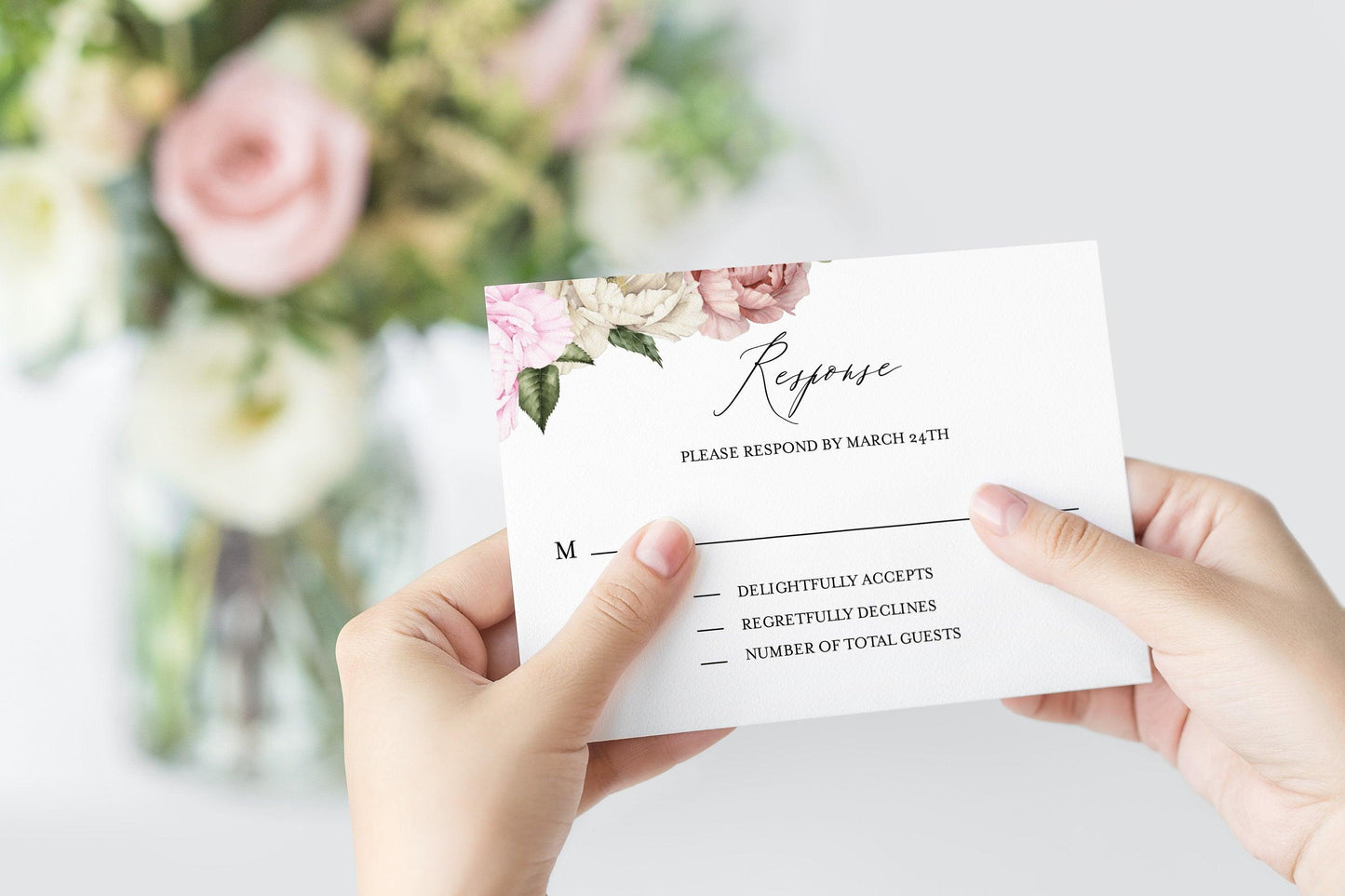 RSVP Card Template Wedding rsvp Response Card RSVP cards Printable rsvp Wedding Response Floral Wedding - Harper - SAVVY PAPER CO