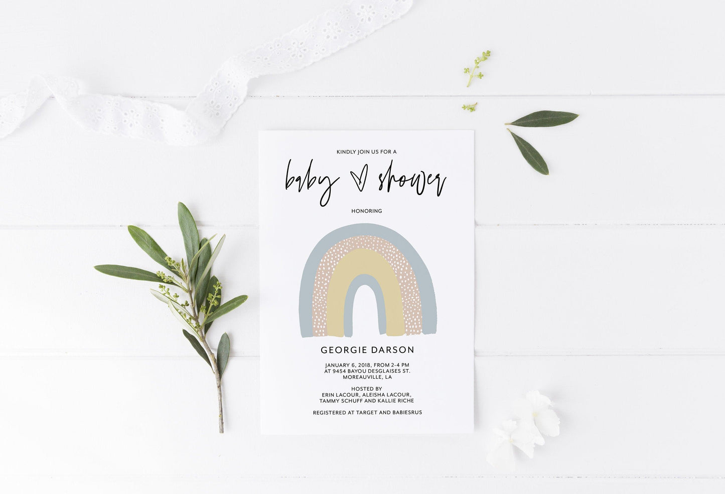 Rainbow Baby Shower Invitation Template, Baby Shower Invite, Baby Shower Invites, Brunch Invitations, Editable #RB - SAVVY PAPER CO