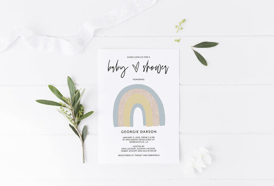 Rainbow Baby Shower Invitation Template, Baby Shower Invite, Baby Shower Invites, Brunch Invitations, Editable #RB - SAVVY PAPER CO