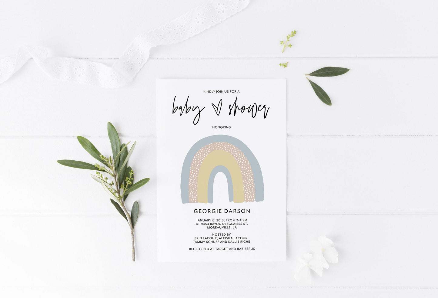Rainbow Baby Shower Invite Templett Invitation Baby Shower Invite Baby Shower Brunch Invitation Template #RB - SAVVY PAPER CO