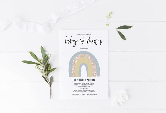 Rainbow Baby Shower Invite Templett Invitation Baby Shower Invite Baby Shower Brunch Invitation Template #RB - SAVVY PAPER CO